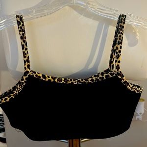 black tank top with cheetah print neck line and straps. new from shein.
